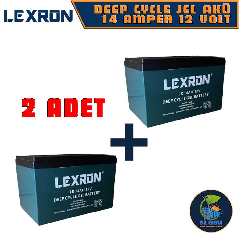 Lexron 12 Volt 14 Amper (12v 14 Ah) Jel Akü - Elektrikli Bisiklet Motosiklet Aküsü - 2 Adet