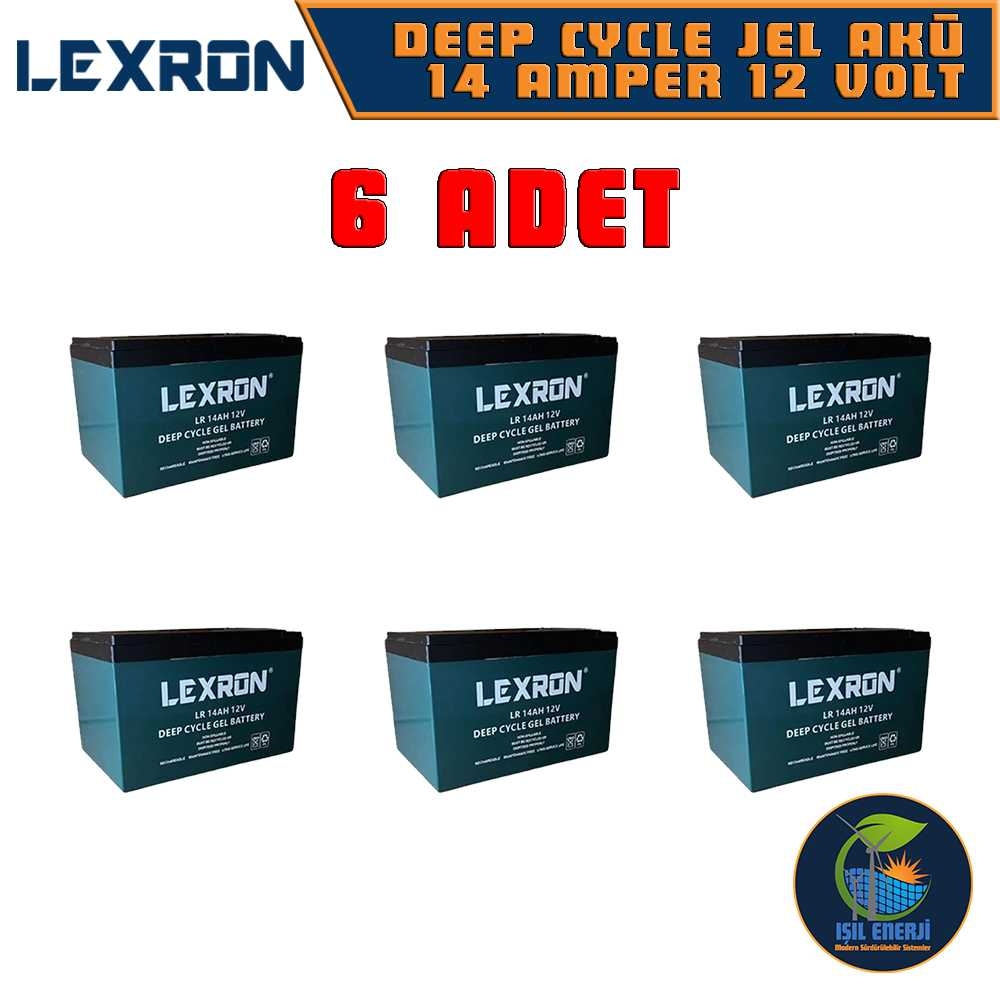 Lexron 12 Volt 14 Amper (12v 14 Ah) Jel Akü - Elektrikli Bisiklet Motosiklet Aküsü - 6 Adet
