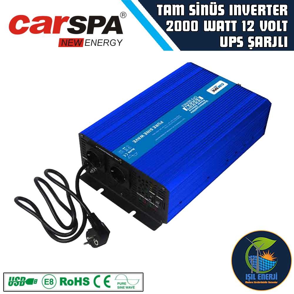 Carspa/ Lexron Tam Sınus 2000 Watt 12 Volt Ups şarjlı İnverter - 2000 Watt 12 Volt Ups Charger