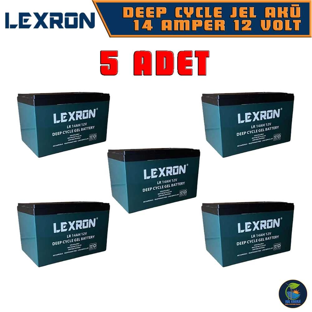 Lexron 12 Volt 14 Amper (12v 14 Ah) Jel Akü - Elektrikli Bisiklet Motosiklet Aküsü - 5 Adet