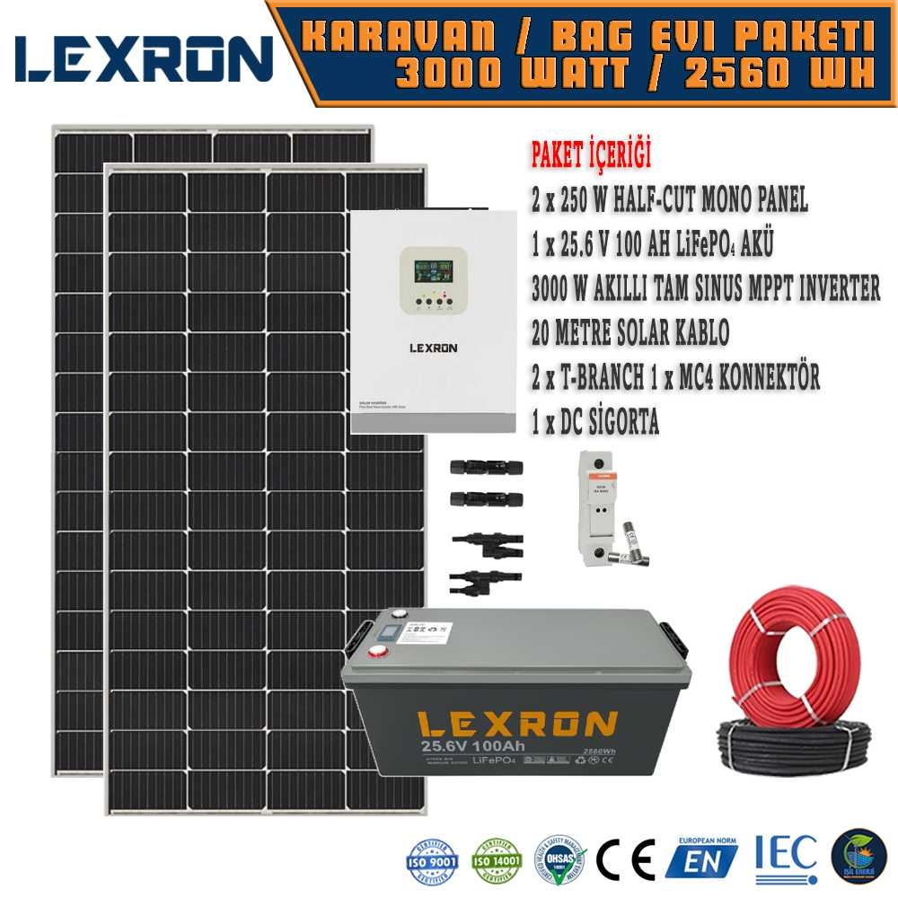 Hazır Güneş Enerjisi Sistemi - Karavan/bag Evı Lityum Paketı - 3 Kw - 2688 Wh - Paket-6