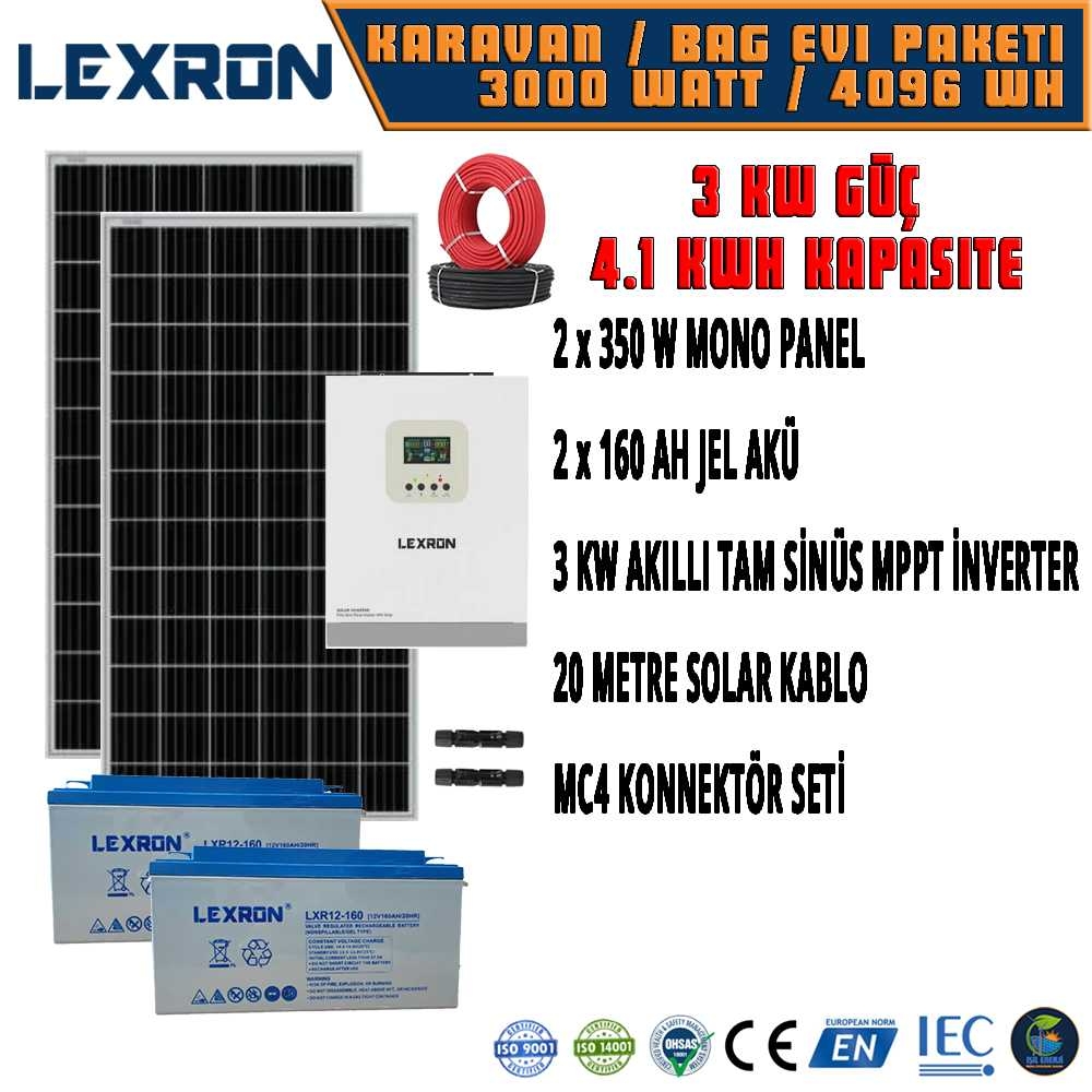 ışıl Hazır Güneş Enerjisi Sistemi - Karavan / Bag Evi Paketi - 3840 Wh - Paket-3