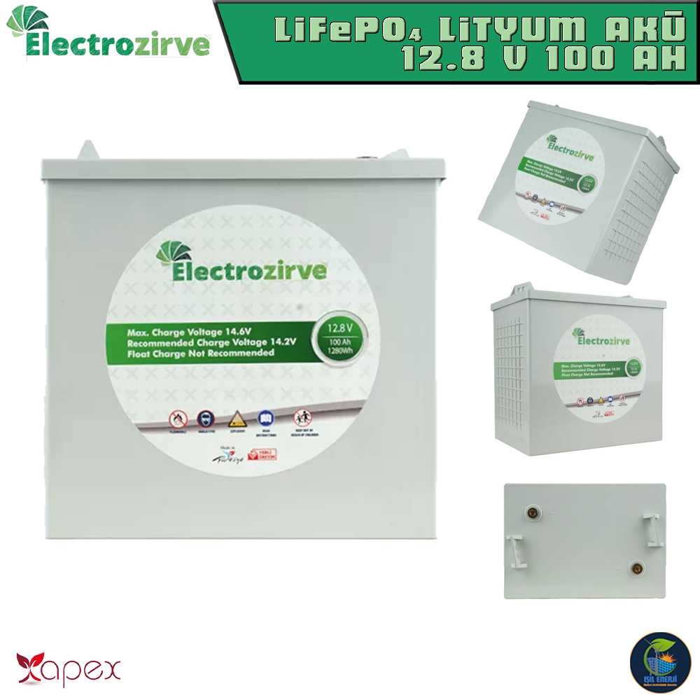 Electrozirve Apex 12.8v 100 Ah Lifepo4 Lityum Demir Fosfat Akü - 12.8 Volt 100 Amper