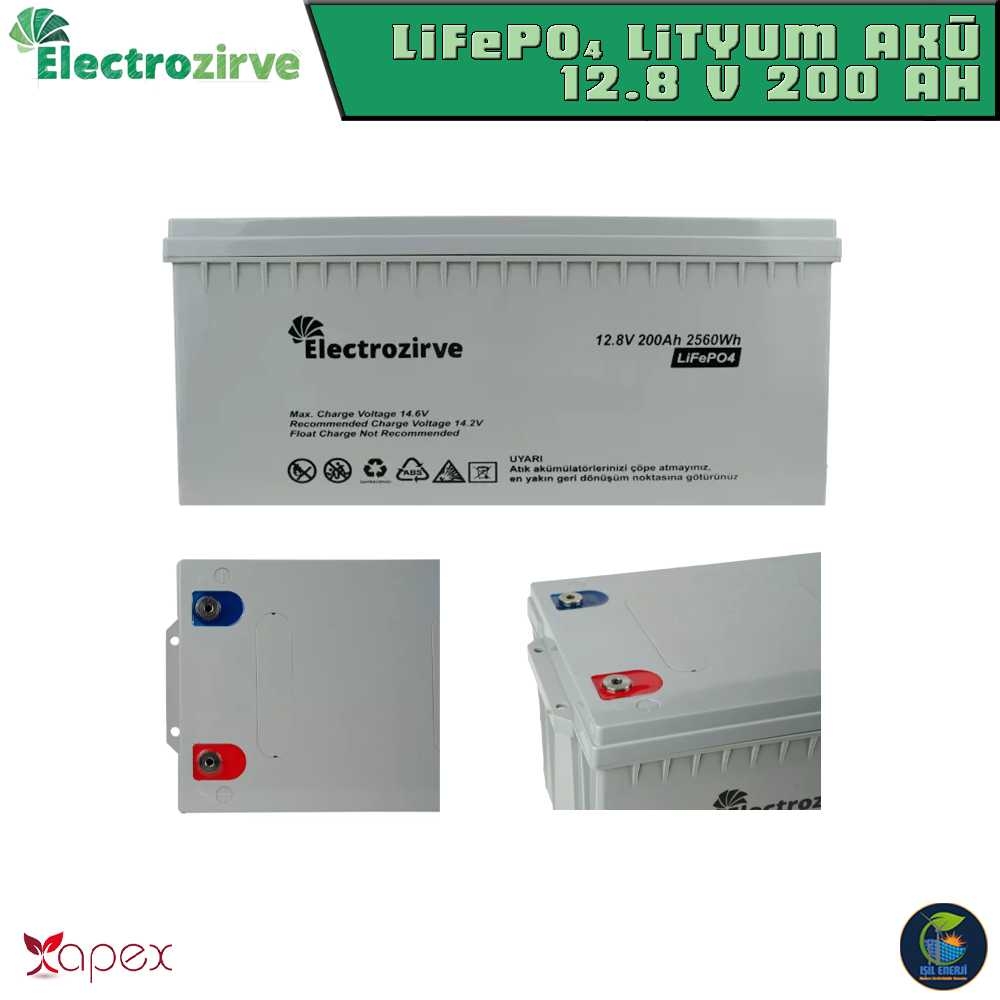 Electrozirve Apex 12.8v 200 Ah Lifepo4 Lityum Demir Fosfat Akü - 12.8 Volt 200 Amper