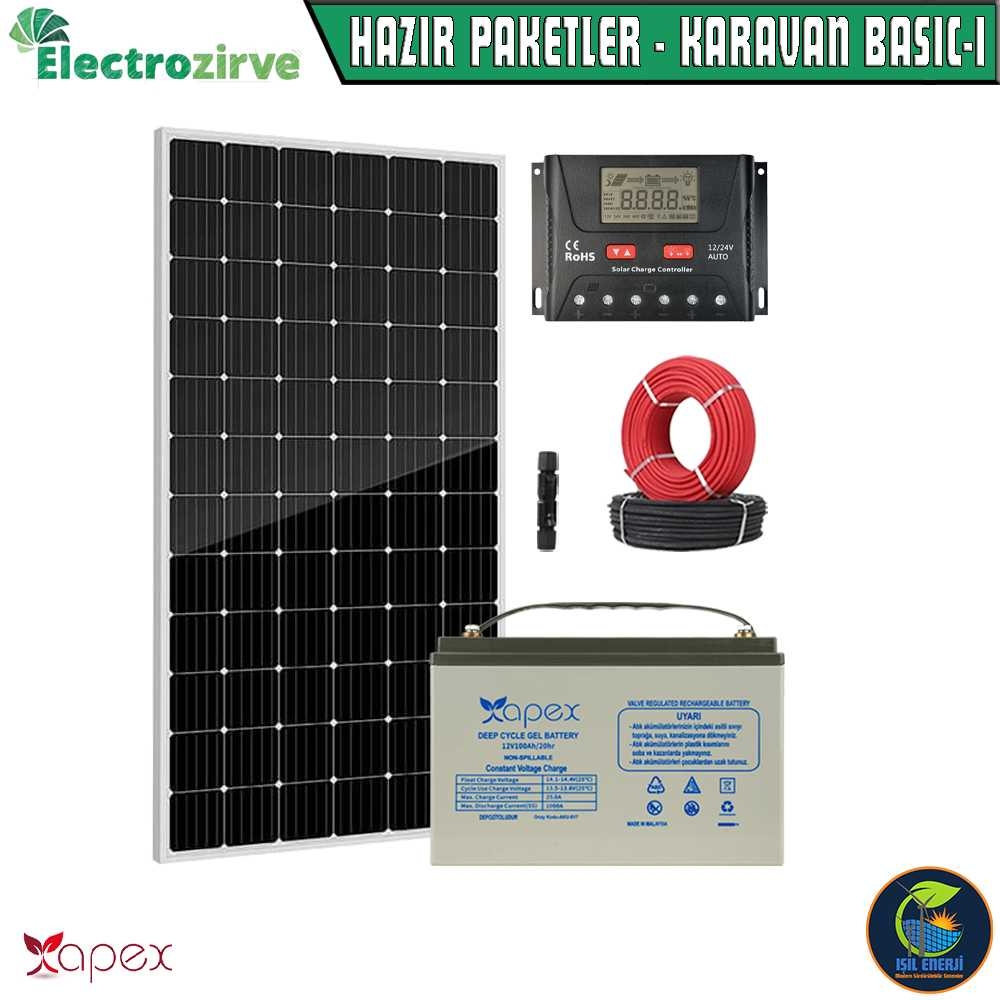Hazır Güneş Enerjisi Sistemi - Karavan/bağ Evi Paketi - Karavan Basıc-ı - 1280wh