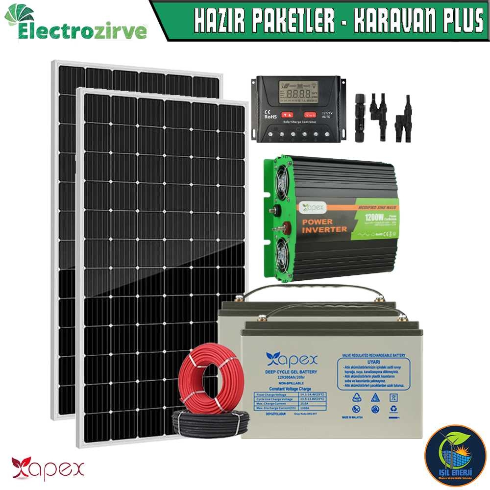 Hazır Güneş Enerjisi Sistemi - Karavan/bağ Evi Paketi - Karavan Plus - 2560wh