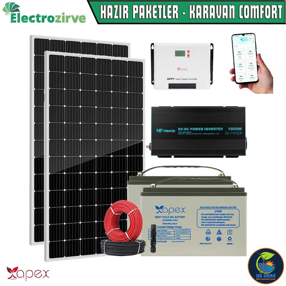Hazır Güneş Enerjisi Sistemi - Karavan/bağ Evi Paketi - Karavan Comfort - 2560wh - Bluetooth Destekli