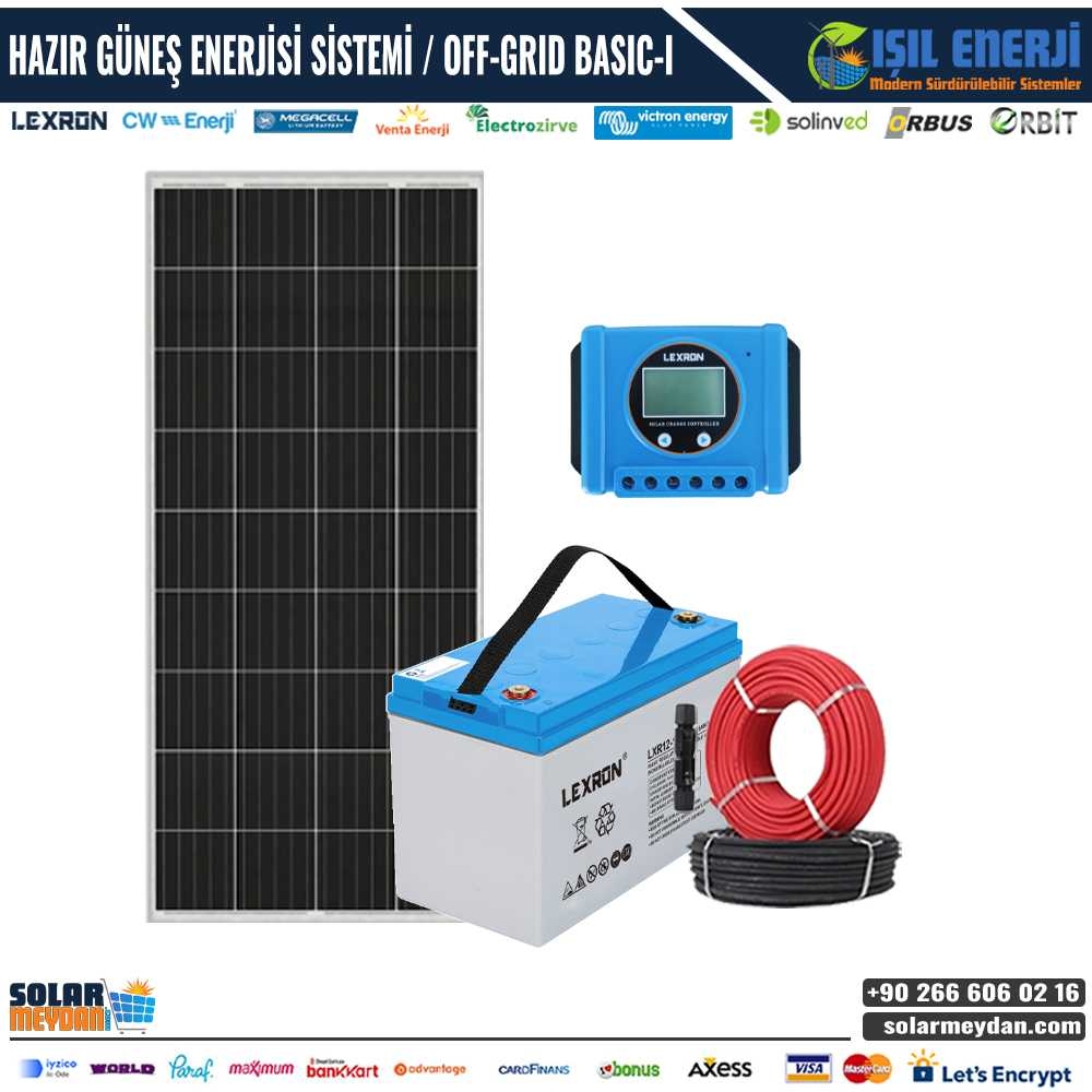 HAZIR GÜNEŞ ENERJİSİ SİSTEMİ - KARAVAN/BAĞ EVİ PAKETİ - OFF-GRID BASIC-I - 1280WH