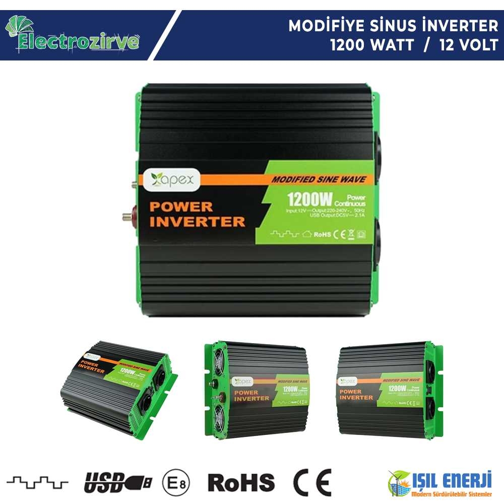 Electrozirve Modifiye Sinus İnverter -1200 Watt 12 Volt - 1200w 12v