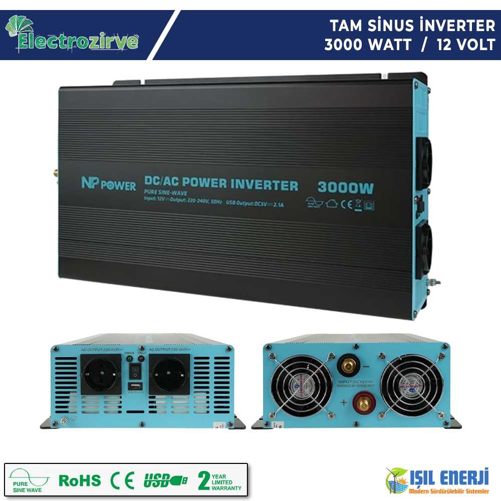 Electrozirve Np Power Tam Sinus İnverter - 3000 Watt 12 Volt - 3000w 12v