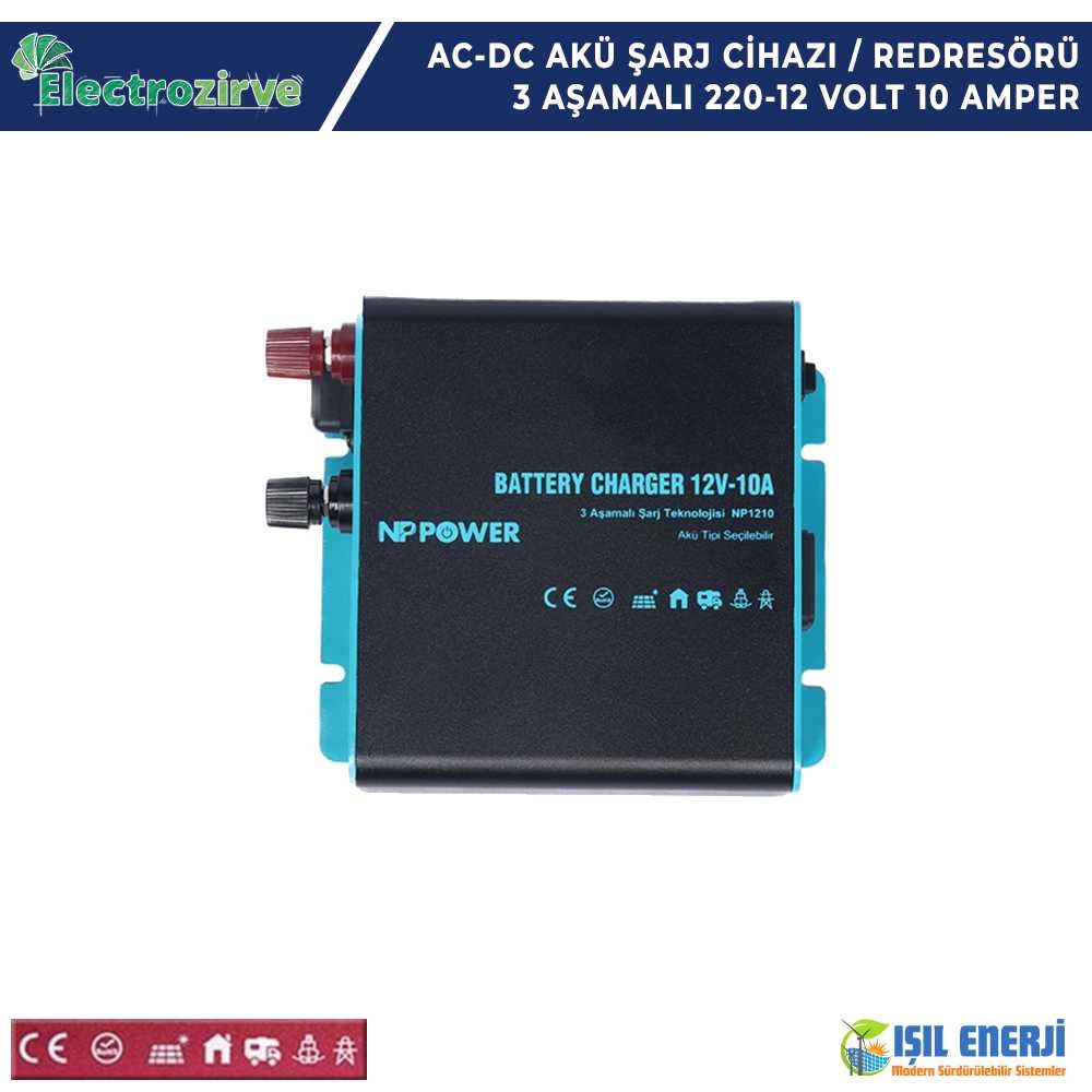 Electrozirve NP Power 220 Volt - 12 Volt 10 Amper 3 Aşamalı AC-DC Akü Şarj Cihazı